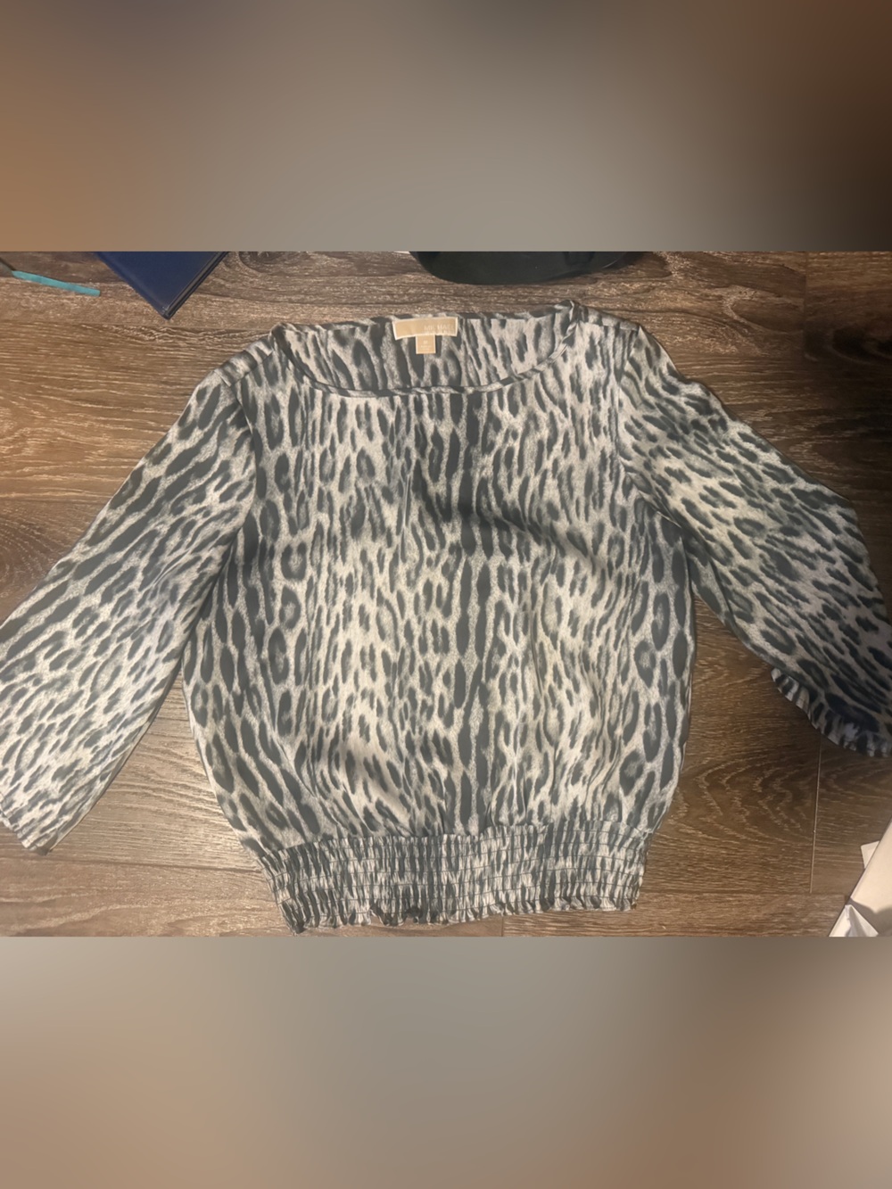 MICHAEL Michael Kors Black and Gray Animal Print Top